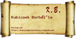 Kubicsek Borbála névjegykártya